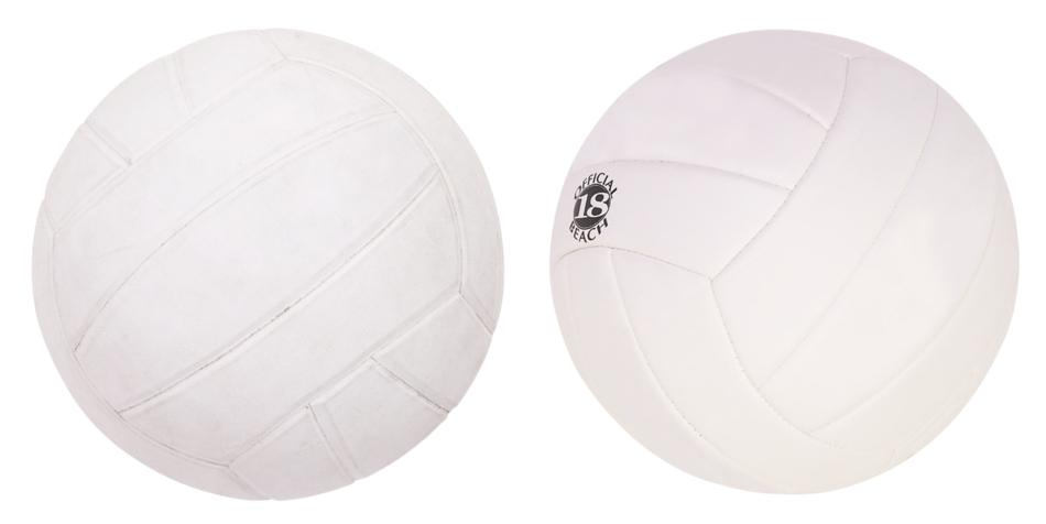 two volleyball balls on a white background