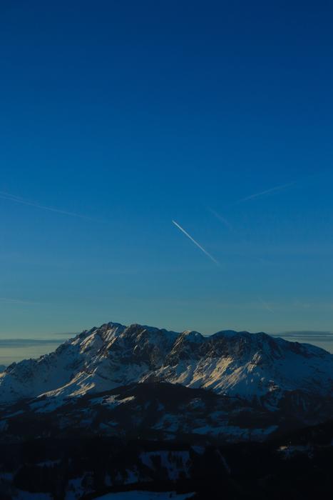 mountains against the blue sky in the evening