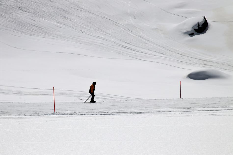 Skier Hiking on Zermatt The Alps