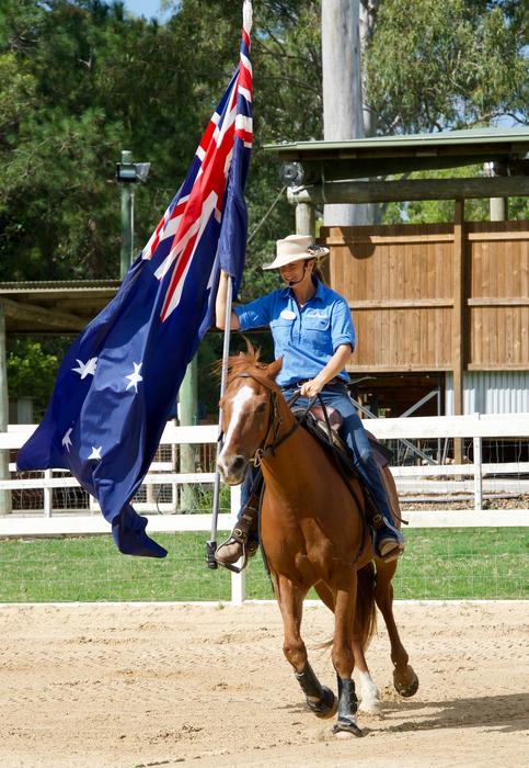 equestrian competition with australian flag
