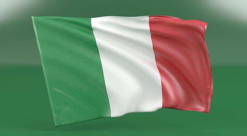 italian flag at green background