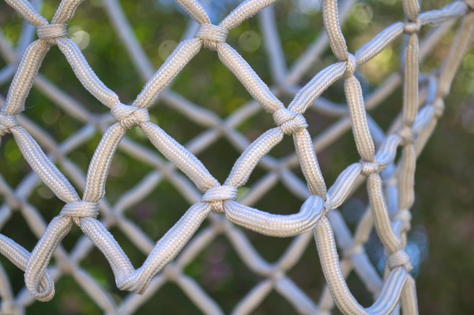 closeup view of Basketball Net Knots Rope