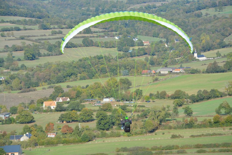 free paragliding over the countryside