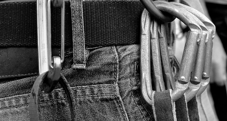 monochrome photo of Jeans Escalation Adventure