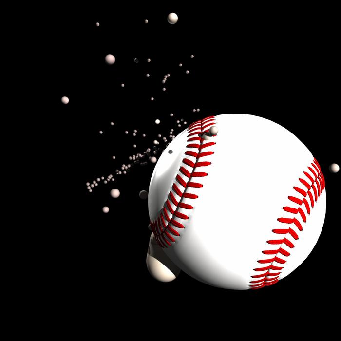 Baseball Ball Impact on black background
