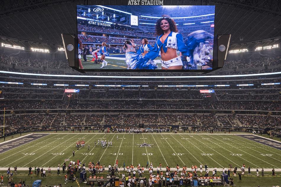video screen at the football stadium