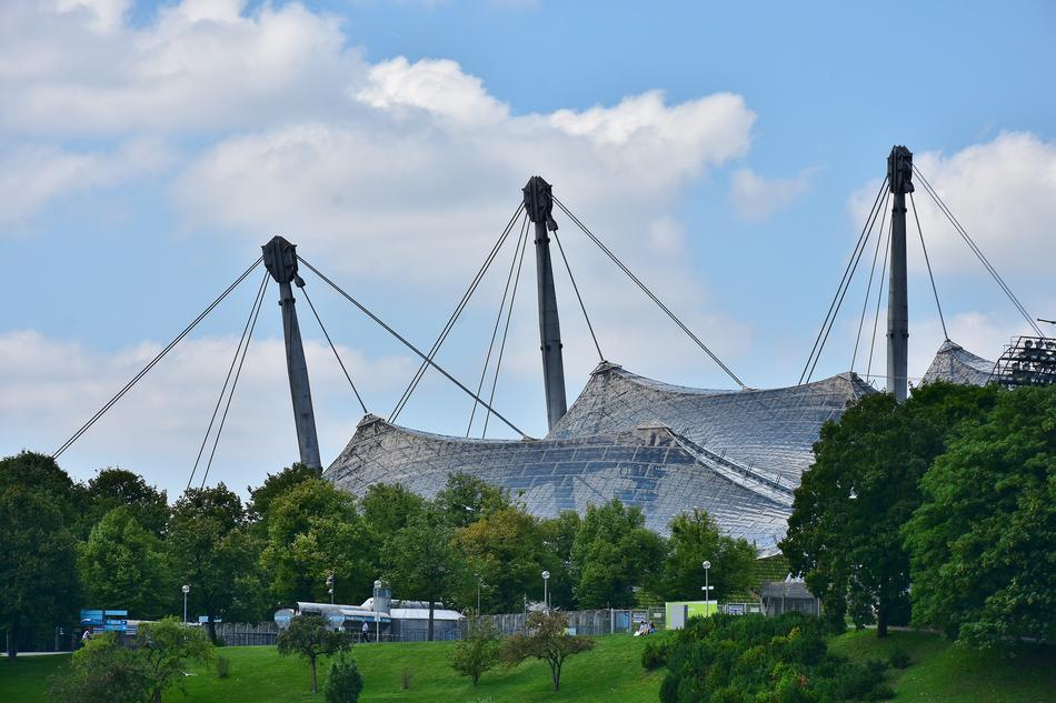 green trees around the modern stadium in bavaria