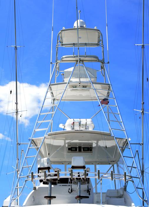 detail of contemporary fishing boat at sky