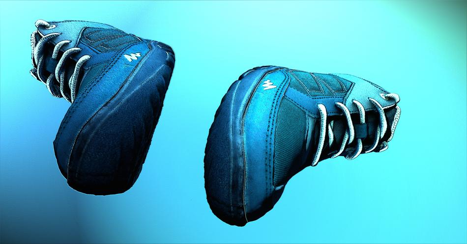 blue men’s sneakers at abstract background