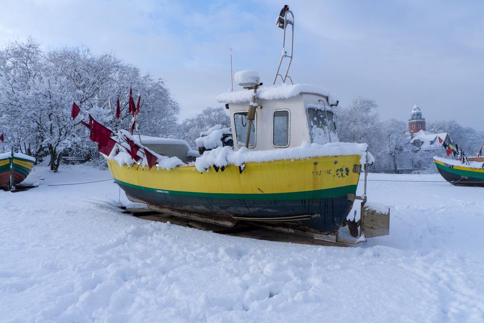 Snowed and iced boat