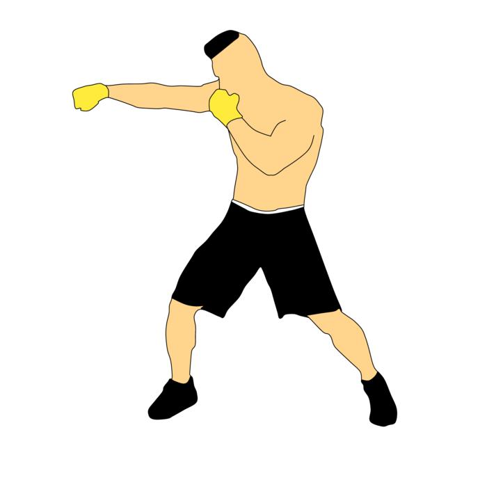 drawn boxer silhouettes with yellow gloves