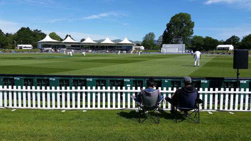 two persons looking at Cricket game