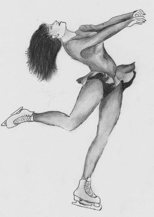 skating dance winter ice pencil drawing