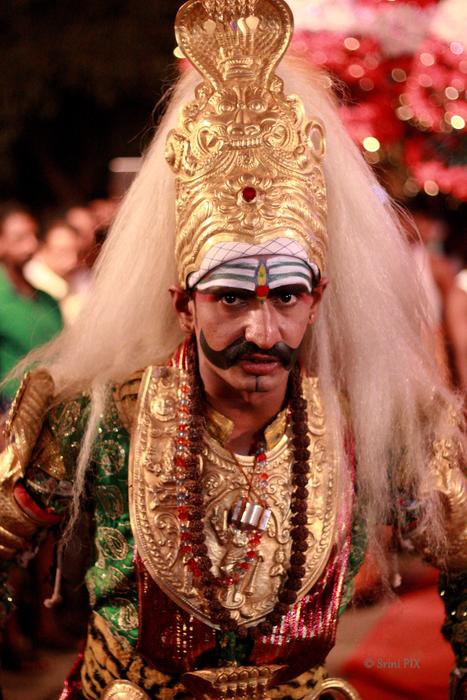 Man in the colorful and beautiful costume, on the Karaga dance
