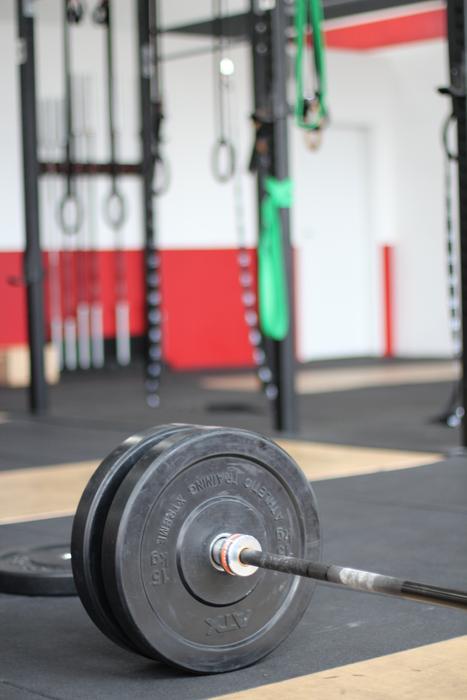 Close-up of the weights in the gym