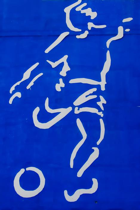 blue Graffiti of Footballer