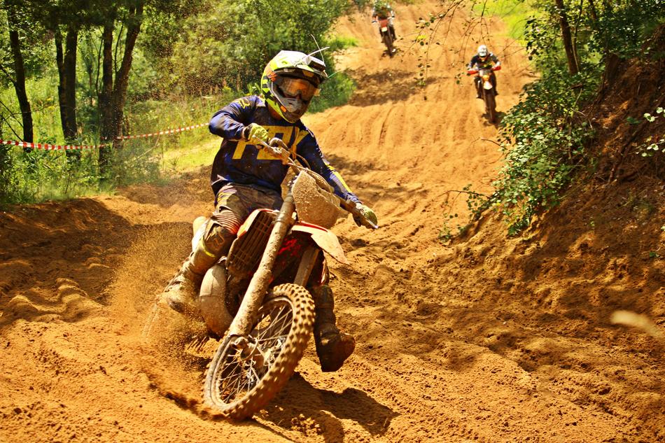 Motocross Enduro Ride on dirt road