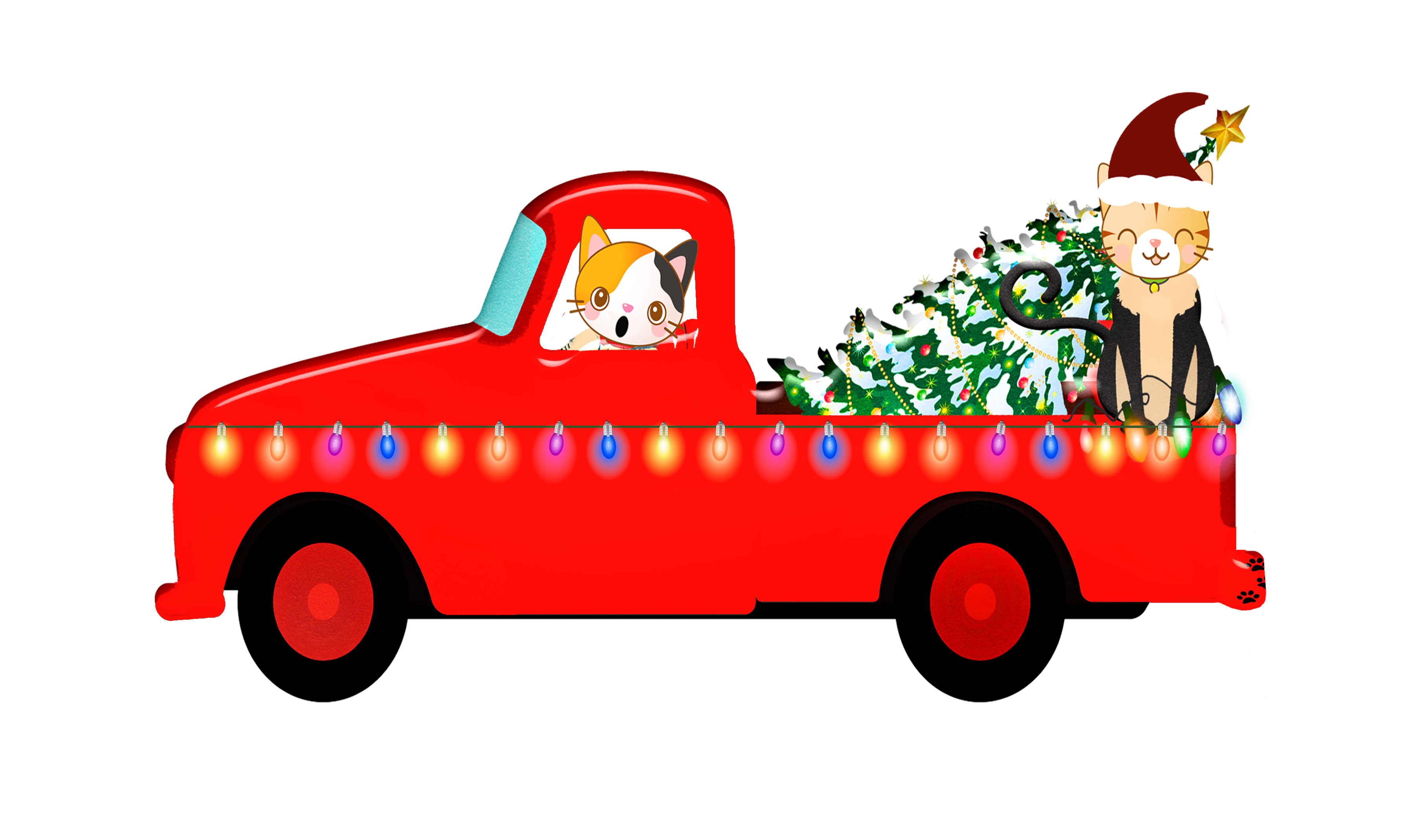 Christmas truck drawing free image download