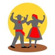 Clipart with the people dancing, in traditional clothes