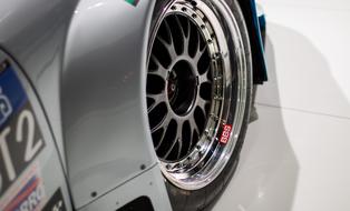 Racing Car wheel close up