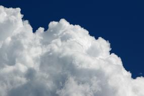 Close-up of the beautiful, white and grey clouds in the blue sky