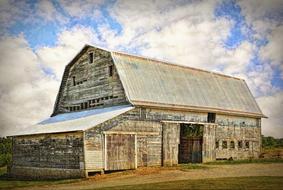 landscape of Rustic Barns on countryside
