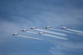 air show on blue sky on a clear day