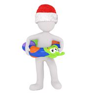 white male with santa hat and swimming ring