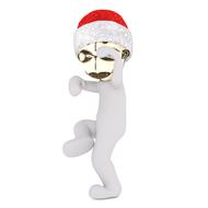 White figure in the red and white Santa hat and mask, clipart