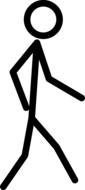 Black stickman figure, at white background, clipart