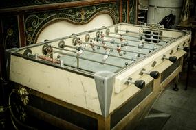 Old, vintage table football in the flea market