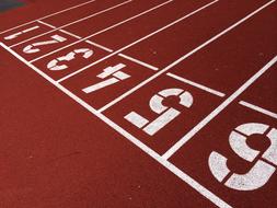 running tracks with numbers in the stadium