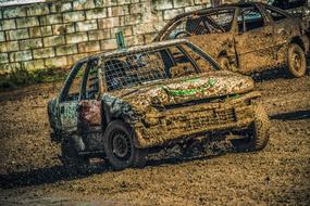 racing car on a dirt track