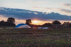 Balloon Flight Landing at sunset