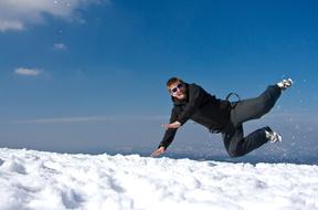 man on Snowy Mountain at Nature