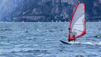 Wind Surfing on the waves of the lake
