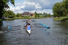 Cambridge students on rowing boats