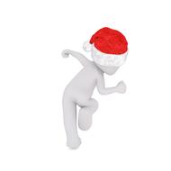 White figure dancing in red and white Santa hat, clipart