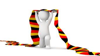 White figure of the fan, with the scarf with the flag of Germany, clipart