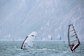 wind surfing on Lake Garda in Italy