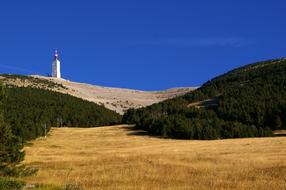 mountain mont vantoux in france on a sunny day