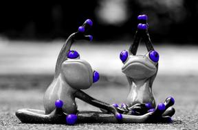 Frogs Gymnastics Funny on a blurred background