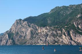 water sports on lake garda on a sunny day