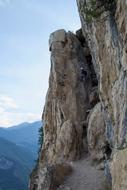 via ferrata, person on protected climbing route, italy