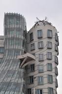 architecture of the dancing house in prague close up