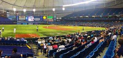 Beautiful baseball stadium landscape with lights and viewers