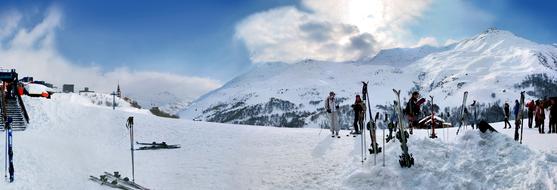 panoramic view of skiing Resort Winter