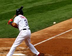 Baseball bate of Lehigh Valley Ironpigs, on the field, near the green grass