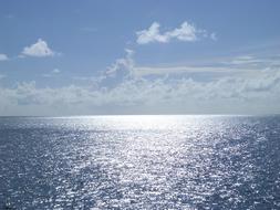 Blue Sea and Clouds on Clear Skies