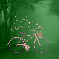silhouette of a bicycle on the background of a green park